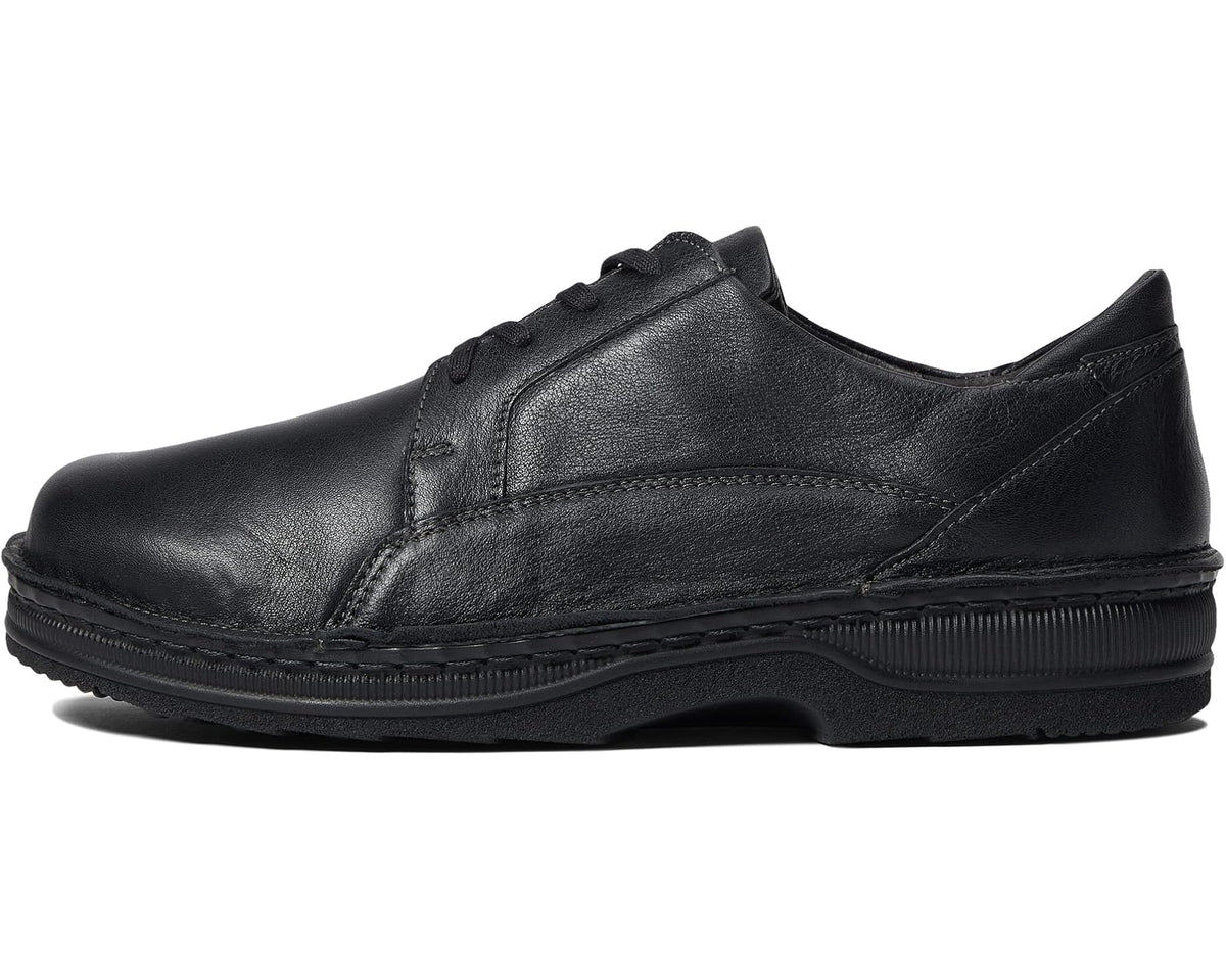 Men's Naot soft black leather lace-up shoe with stitched upper and thick sole