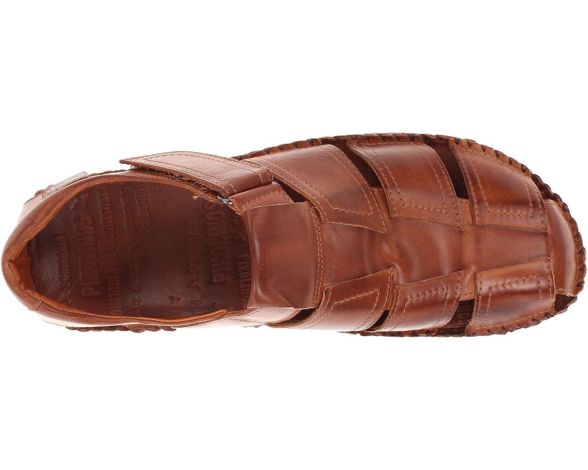 Men's PIKOLINOS cuero leather sandals, side view with padded straps and open toe