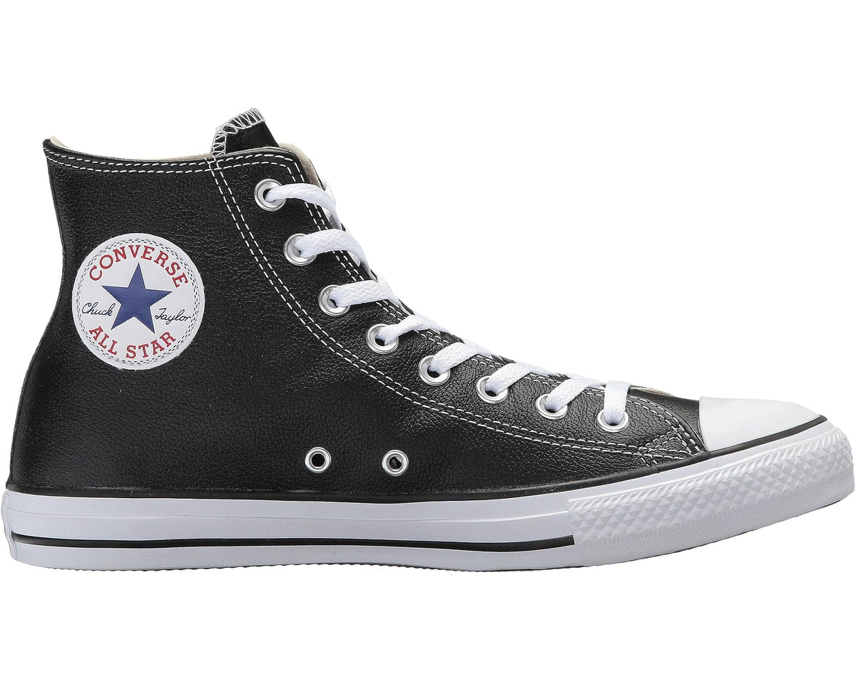 Black Converse high-top sneaker with red-and-blue All Star logo patch