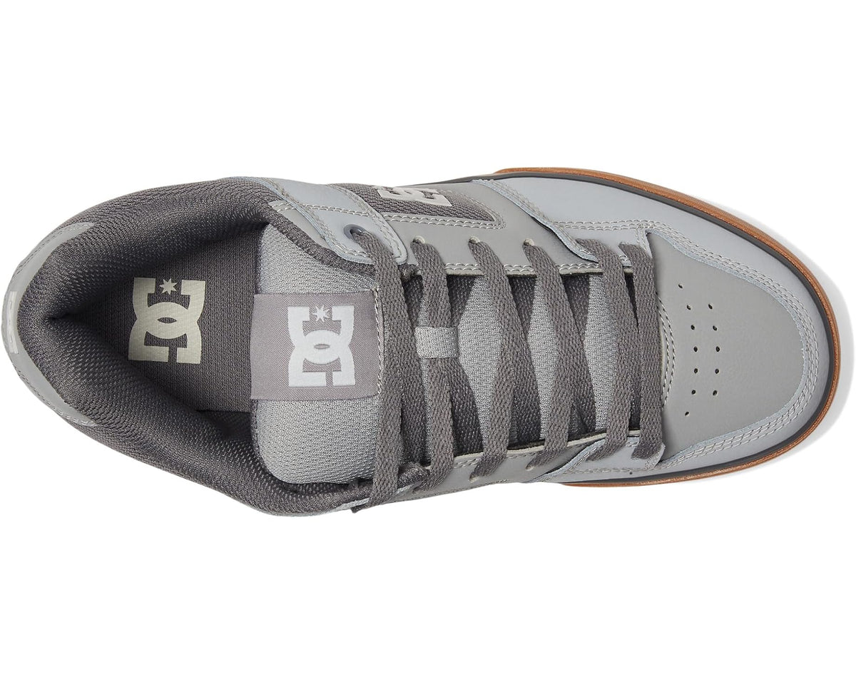Men's DC Pure lace-up sneakers, carbon-gray upper with DC logo on tongue