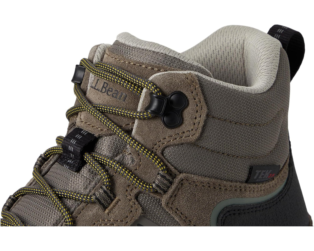 Men's waterproof mid hiker boot with padded collar, lace-up, and rubber toe bumper