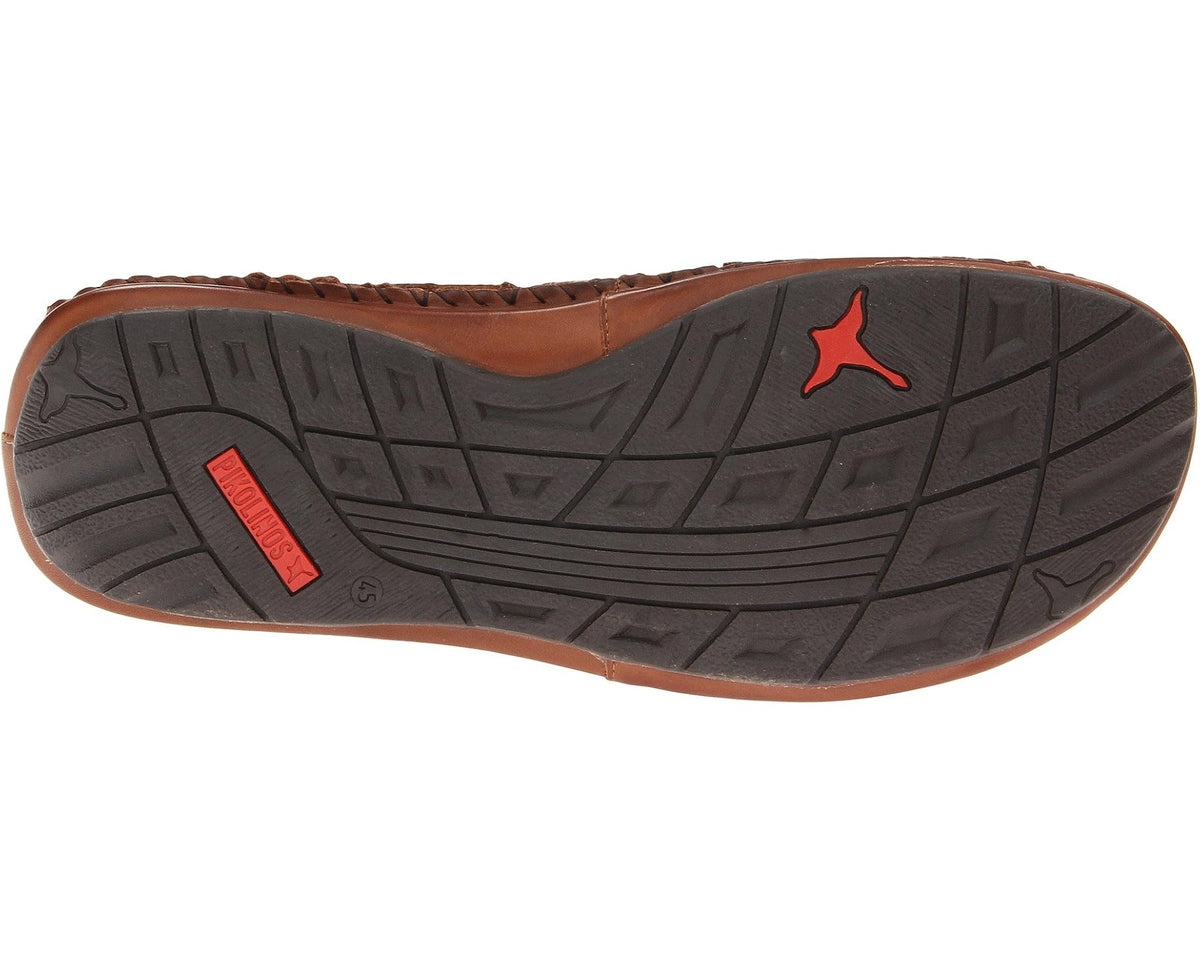 Men's PIKOLINOS leather sandal outsole with textured rubber tread and red logo