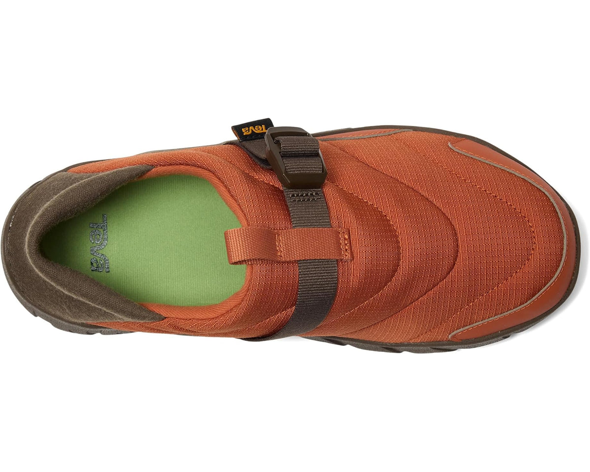 Cinnamon orange slip-on sandal showing interior lining and adjustable top strap